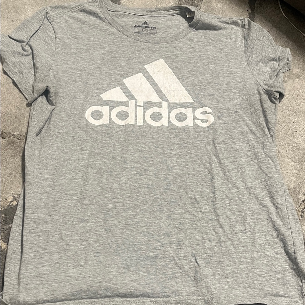 Adidas Heather Gray Logo Tee